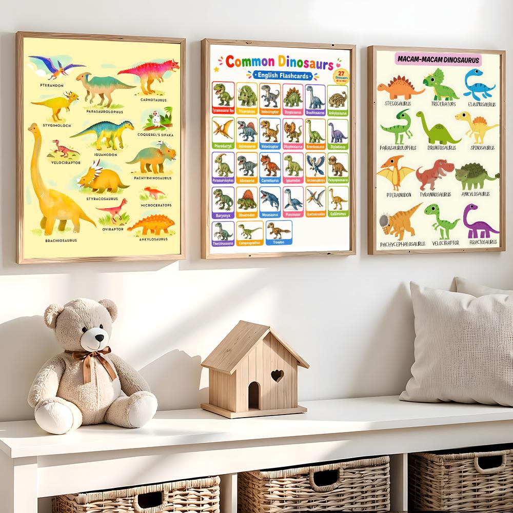 โปสเตอร์แผนภูมิชื่อไดโนเสาร์ศิ - Kids Education Name บทวิจารณ์และราคา
